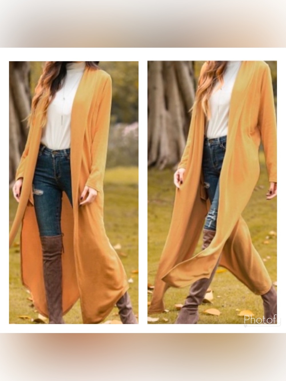 NEW• Mustard Long Open-Front Knit Cardigan• 1X- 2X